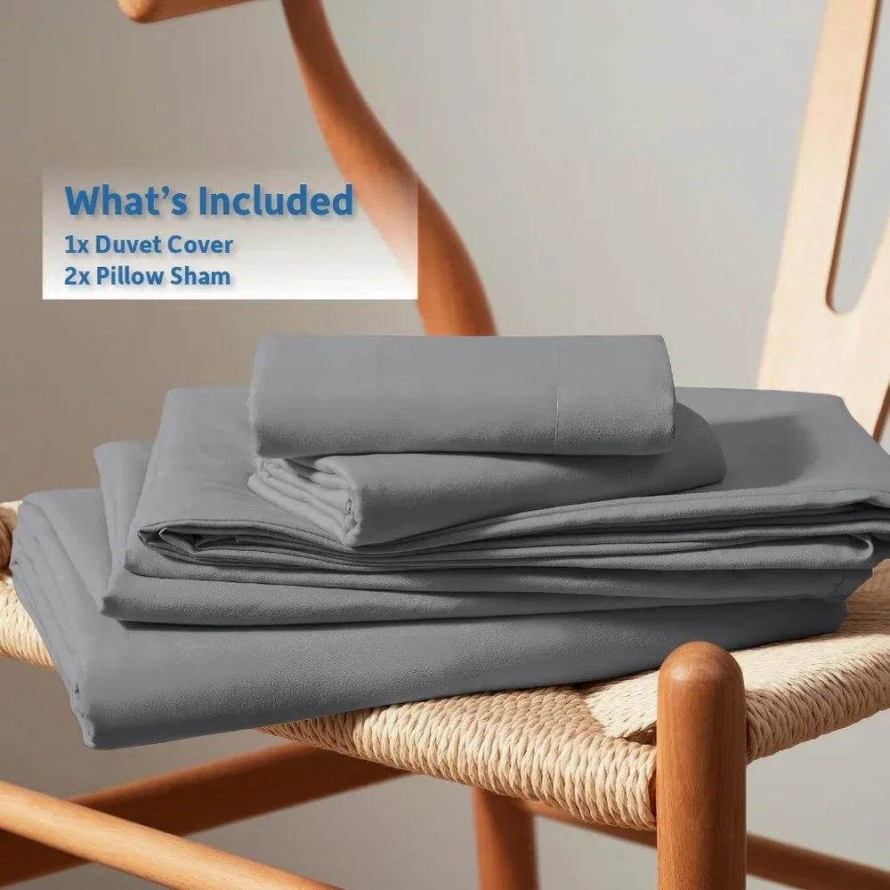 NWT Nestl Grey Duvet Cover Soft Double Brushed King Duvet Cover Set, 3 Pc Set